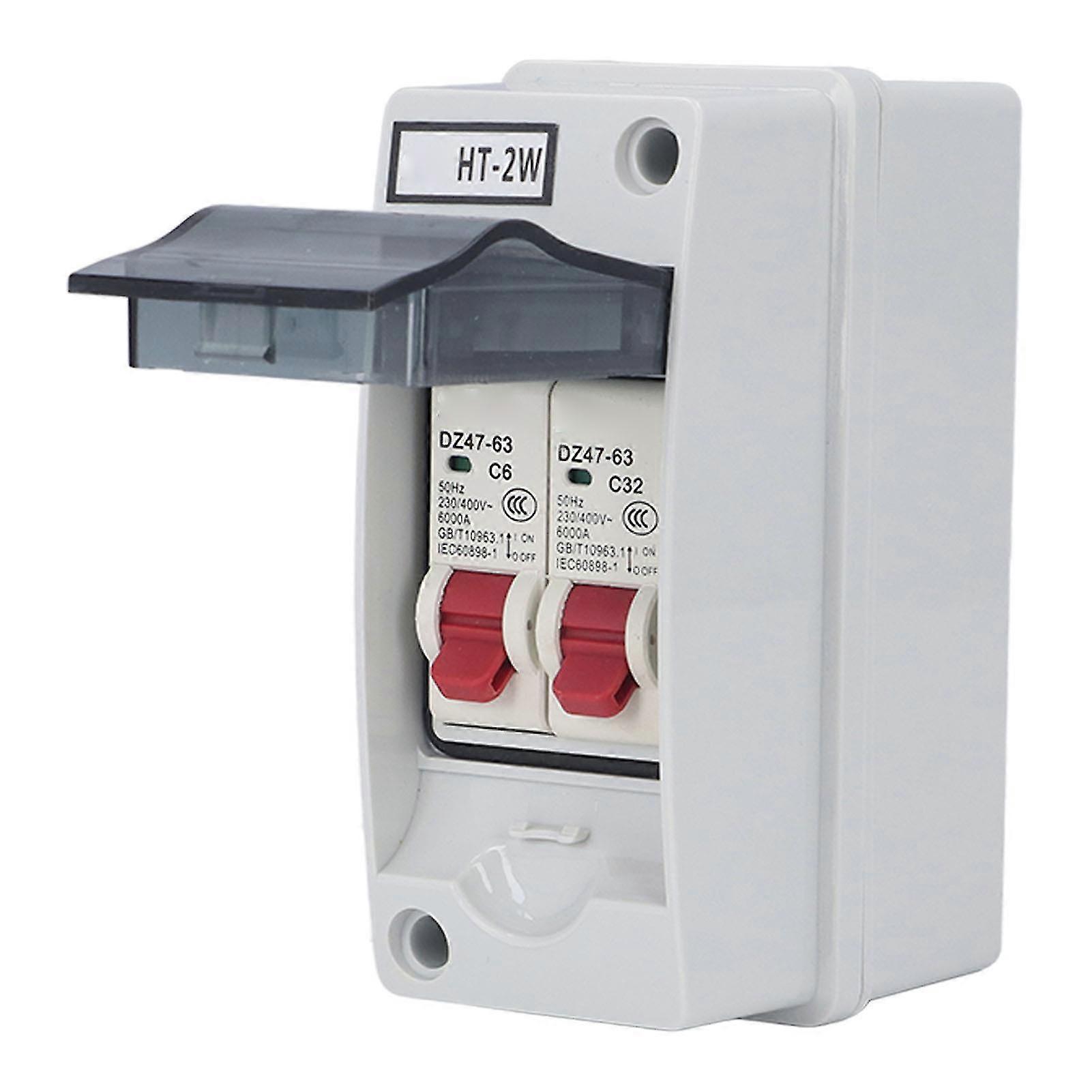 2WayIP65WaterproofDistributionBox-OutdoorUseFlameRetardantCTypeMCB-6A/32A