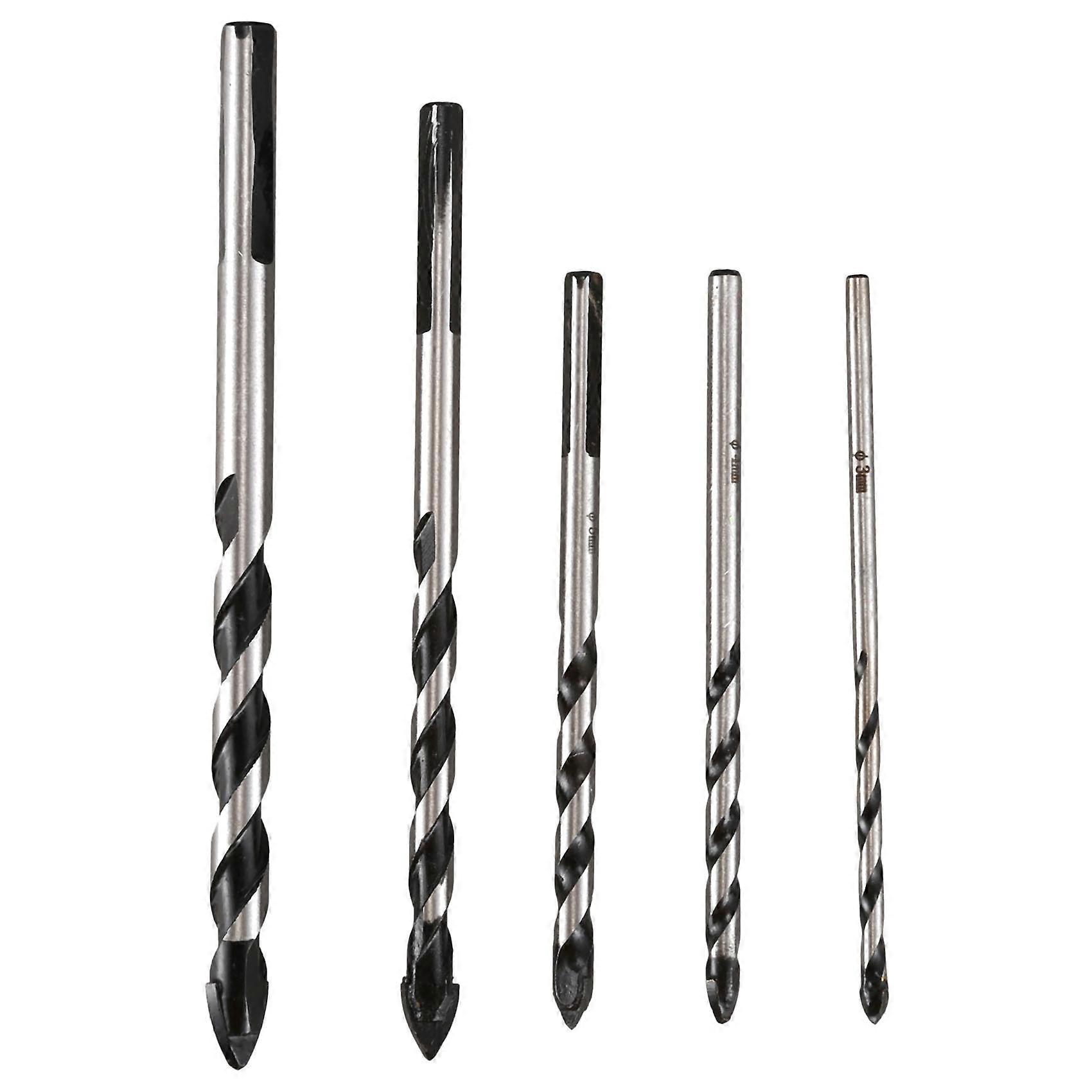 5 Pieces Multi-Material Tungsten Carbide Drill Bit Set for Porcelain Ceramic Tile,Concrete,Brick,Gl