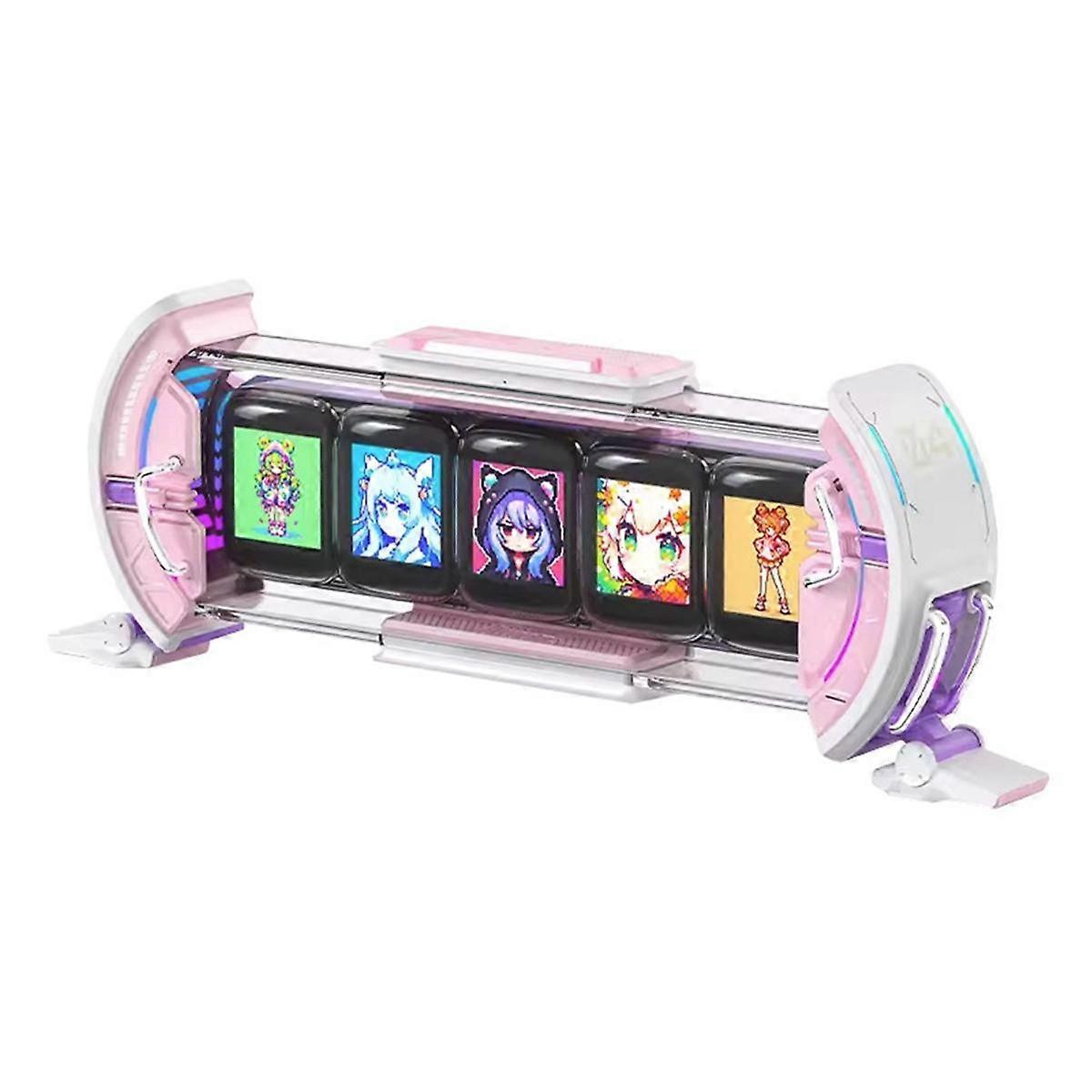 Times Gate Pixel Art Gaming Setup Horloge avec contrôle intelligent de l’application, écran IPS 128X128 Affichage parfait Home Desktop Decor-B