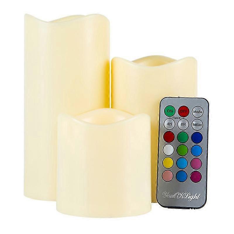 3 pcs flameless electric candles colorful led lights with for wedding parties holiday home decor