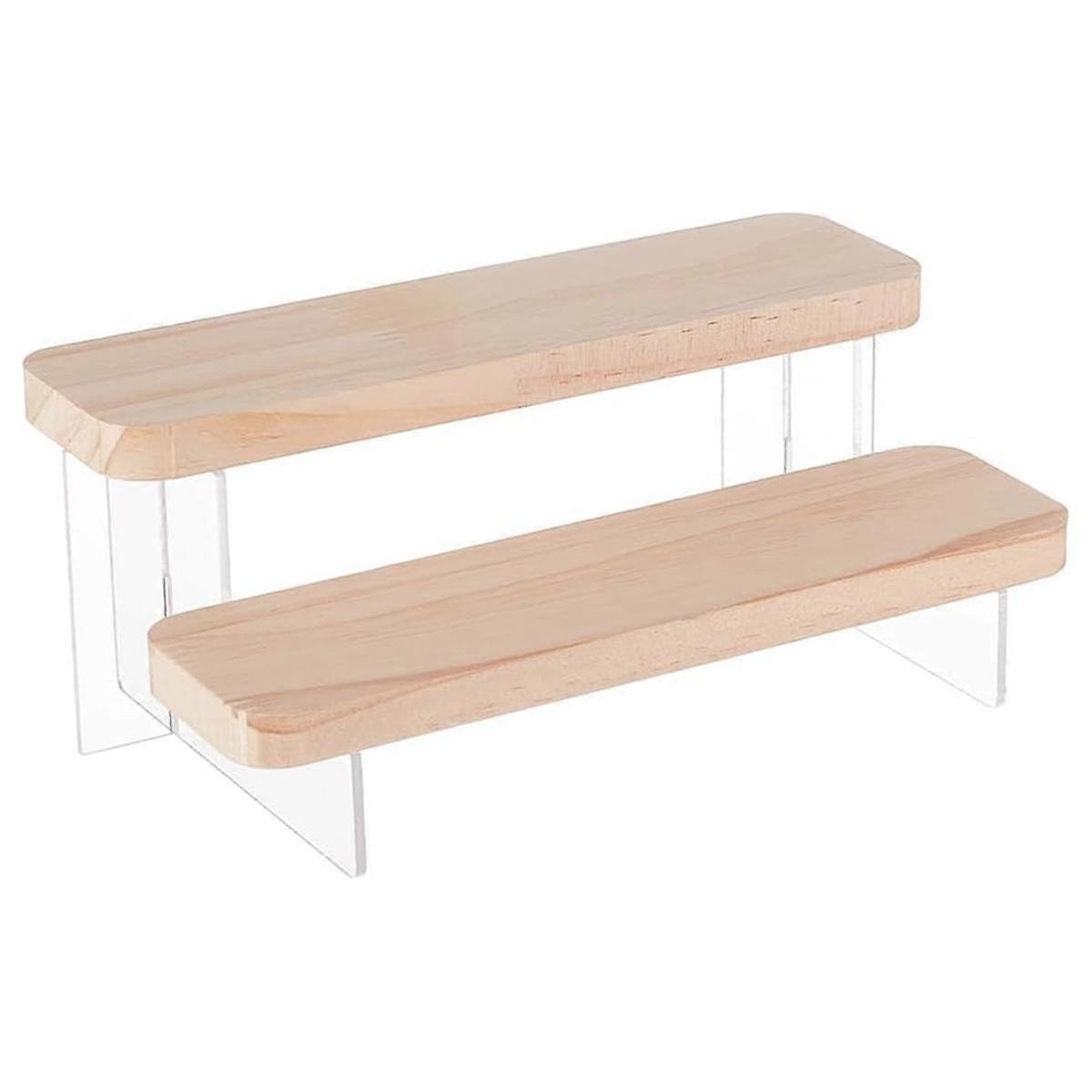 Supporto per espositore a 2 livelli in legno, supporto organizer a più livelli in legno, alzate per display in acrilico per modelli, Buil