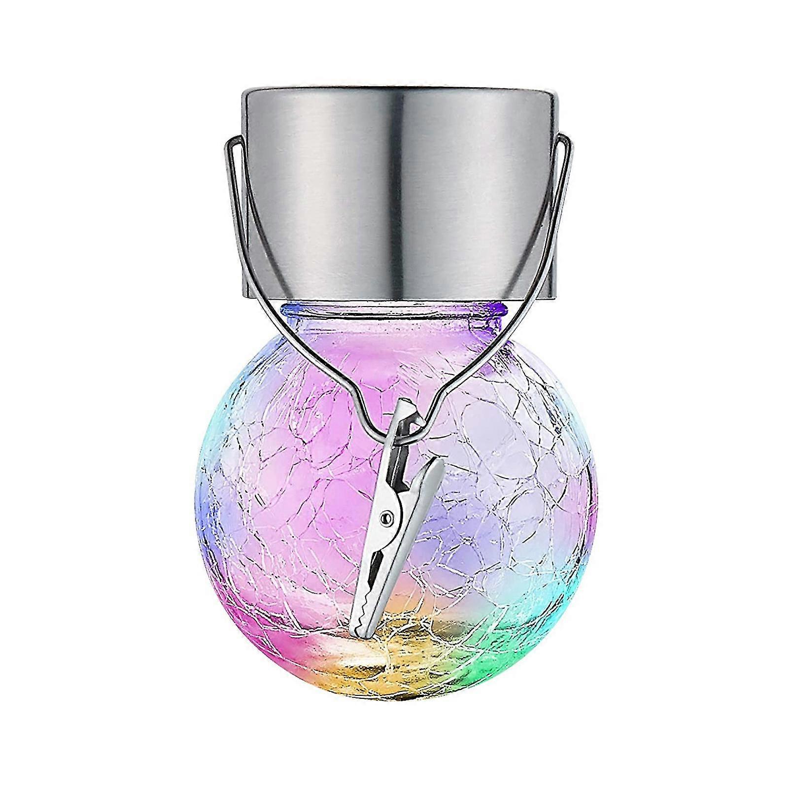 Decorative Ceiling Lamp Solar Powered Glass Energy-saving Waterproof Ball Colorful Hanging Light for Daily Use