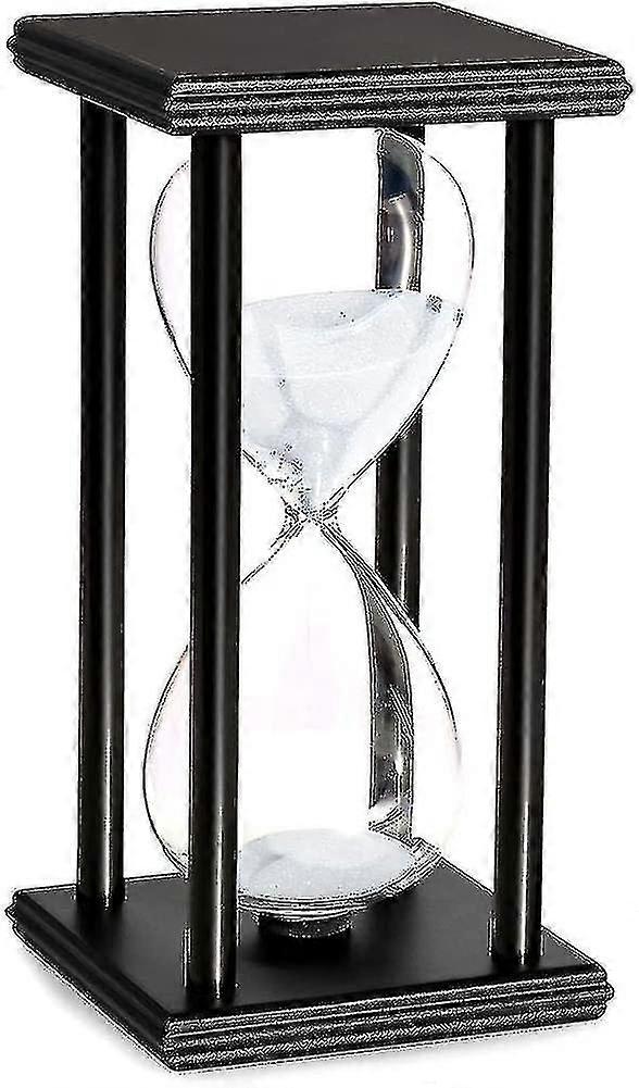 20分砂時計ホワイトサンドタイマー木製ブラックスタンド砂時計時計オフィスキッチン装飾ホーム - 20分ホワイトサンド