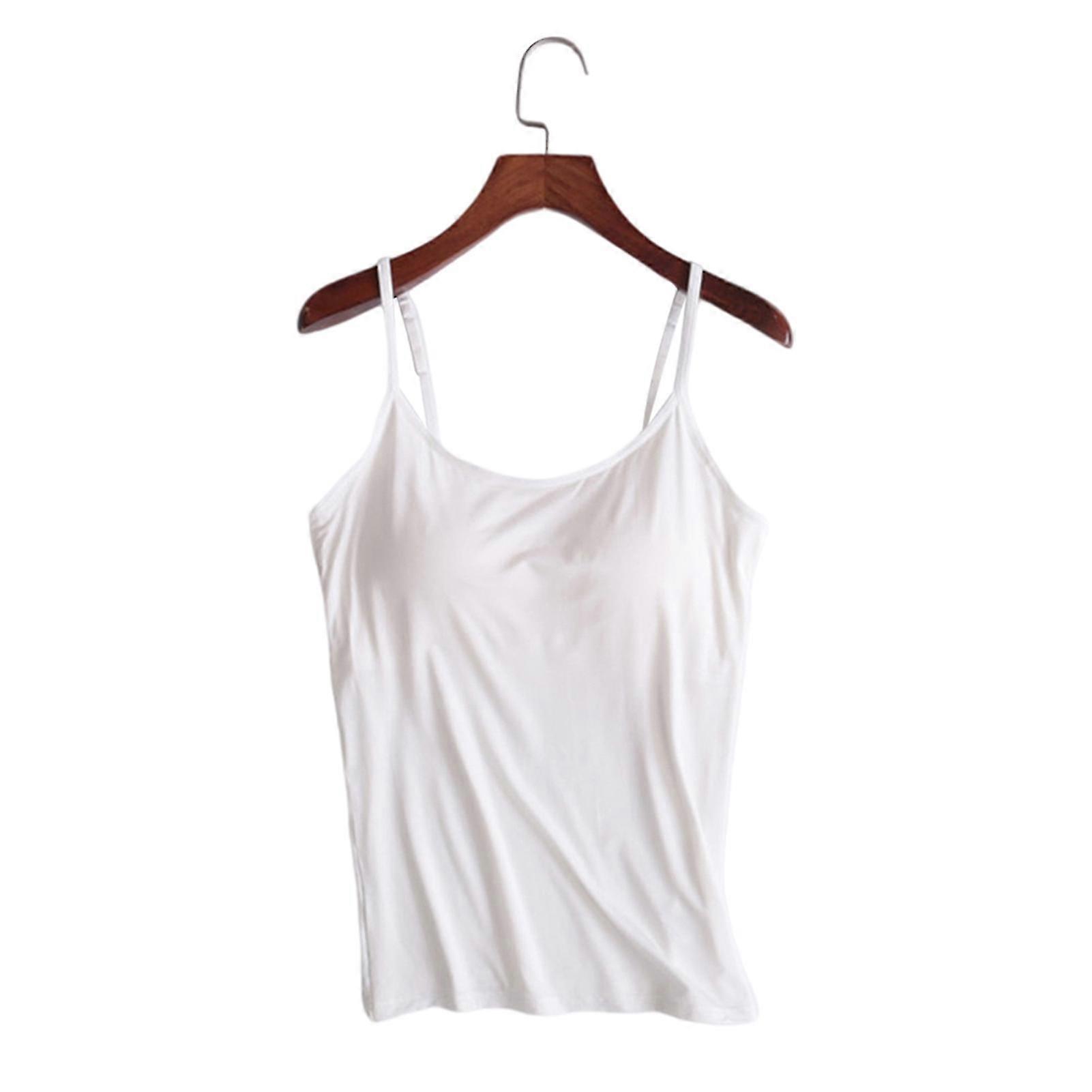 Women's Camisole Tops with Built in Bra Neck Vest Padded Slim Fit Tank Tops