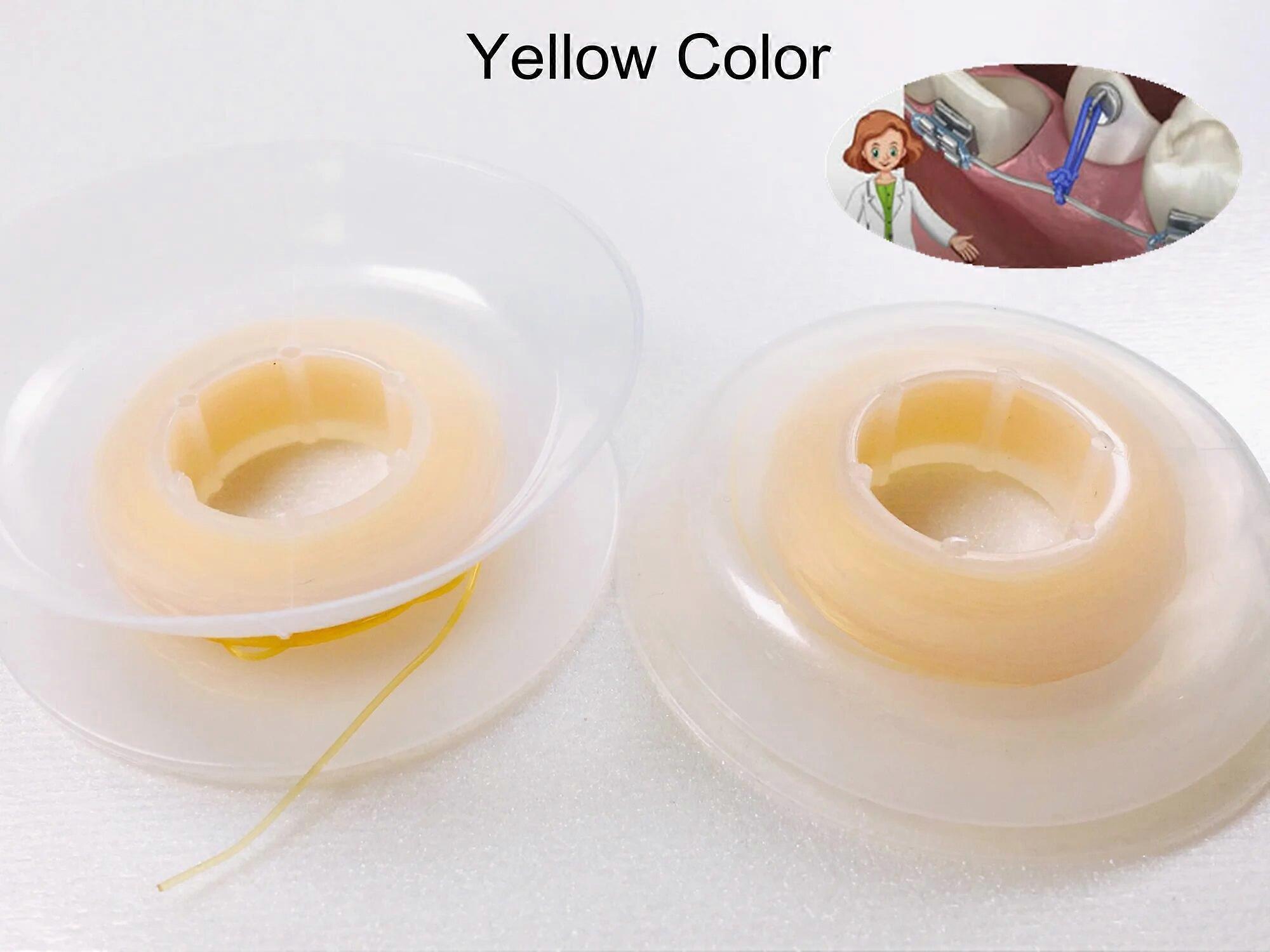 Dental Orthodontic Elastic Power Solid Thread 15FT/Roll Yellow Color