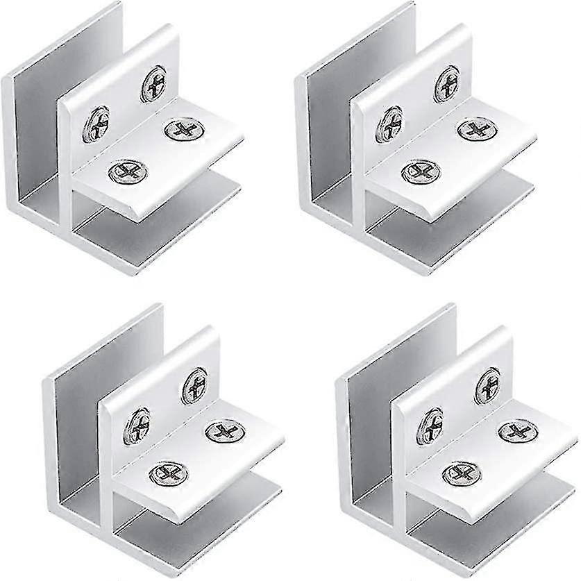 مجموعة من 4 أقواس المشبك الزجاج قابل للتعديل الفضة 90 درجة الألومنيوم المشبك حامل لسمك 10-12mm