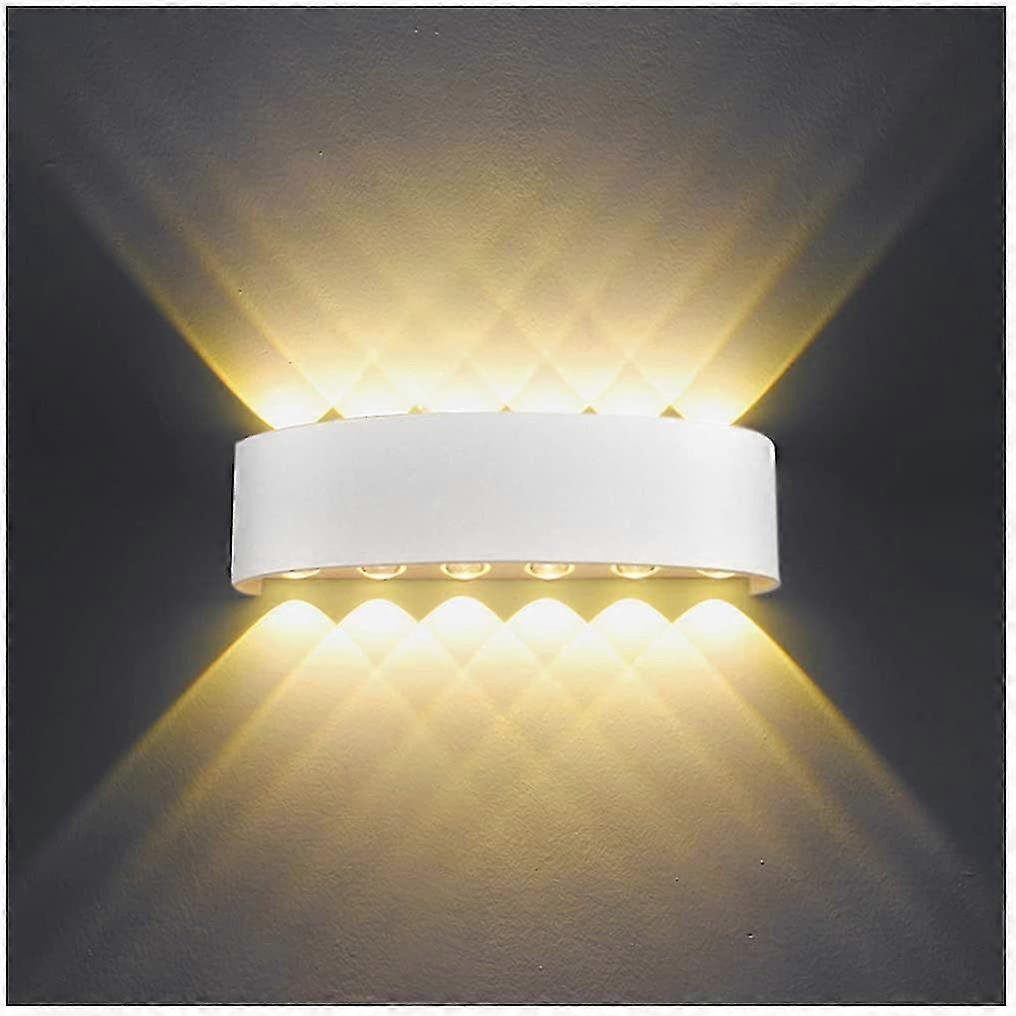 12w Led Indoor Wall Light White Modern Wall Lamp, Ip65 Waterproof Aluminum  Outdoor Wall Lights, Up Down Spot Lamp For Living Room Bedroom Hall Stairca  | Fruugo NO, image size:1016x1016