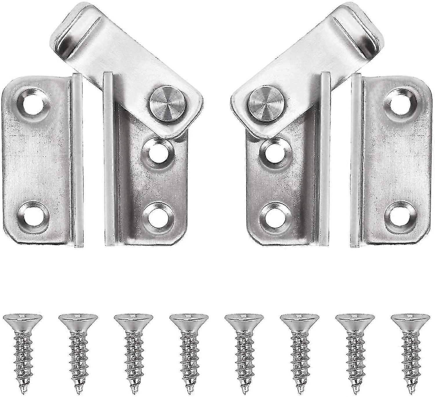 2pcs Door Latch Padlock Hasp Right And Left Door Lock Stainless Steel Sliding Bolt Anti-theft Hook Latch Lock Buckle For Furniture Window Cabinet With