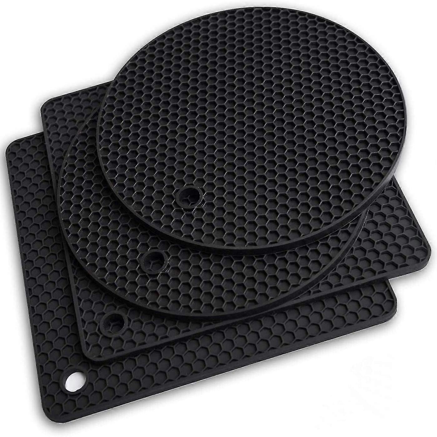 Set Of 4 Silicone Trivet Heat Resistant Non-slip Honeycomb Pattern A