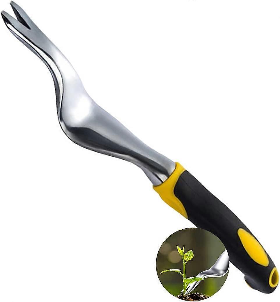 Garden Manual Weeder Tool,Stainless Manual Weed Puller with Natural Wood Handle Aluminium Alloy Puller Tools for Garden