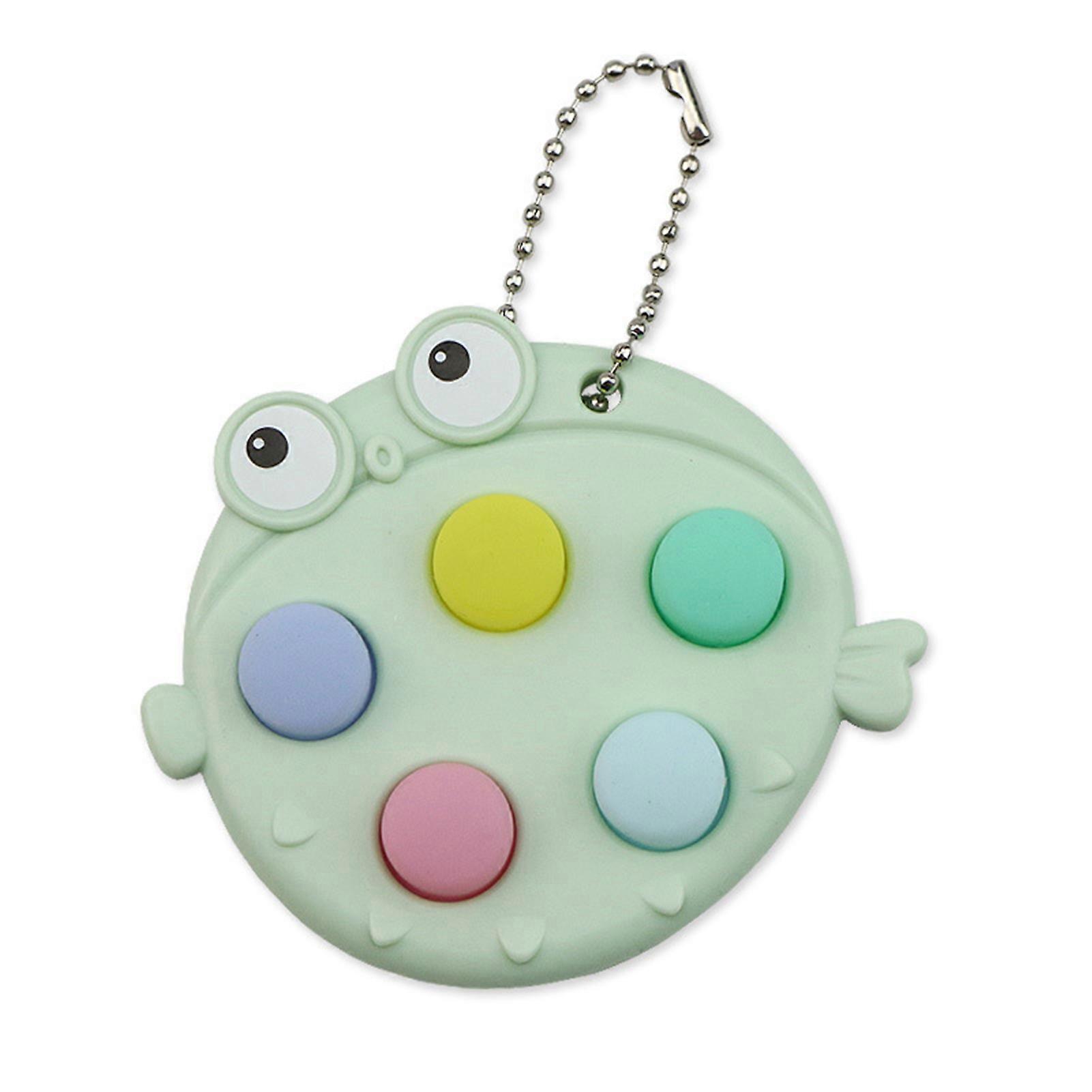 Push Bubble Puffer Fish Toy with Bead Chain Funny Stress Relief Quick Push Globefish Sensory Decompression Fidget Toy Kids Adults Gift