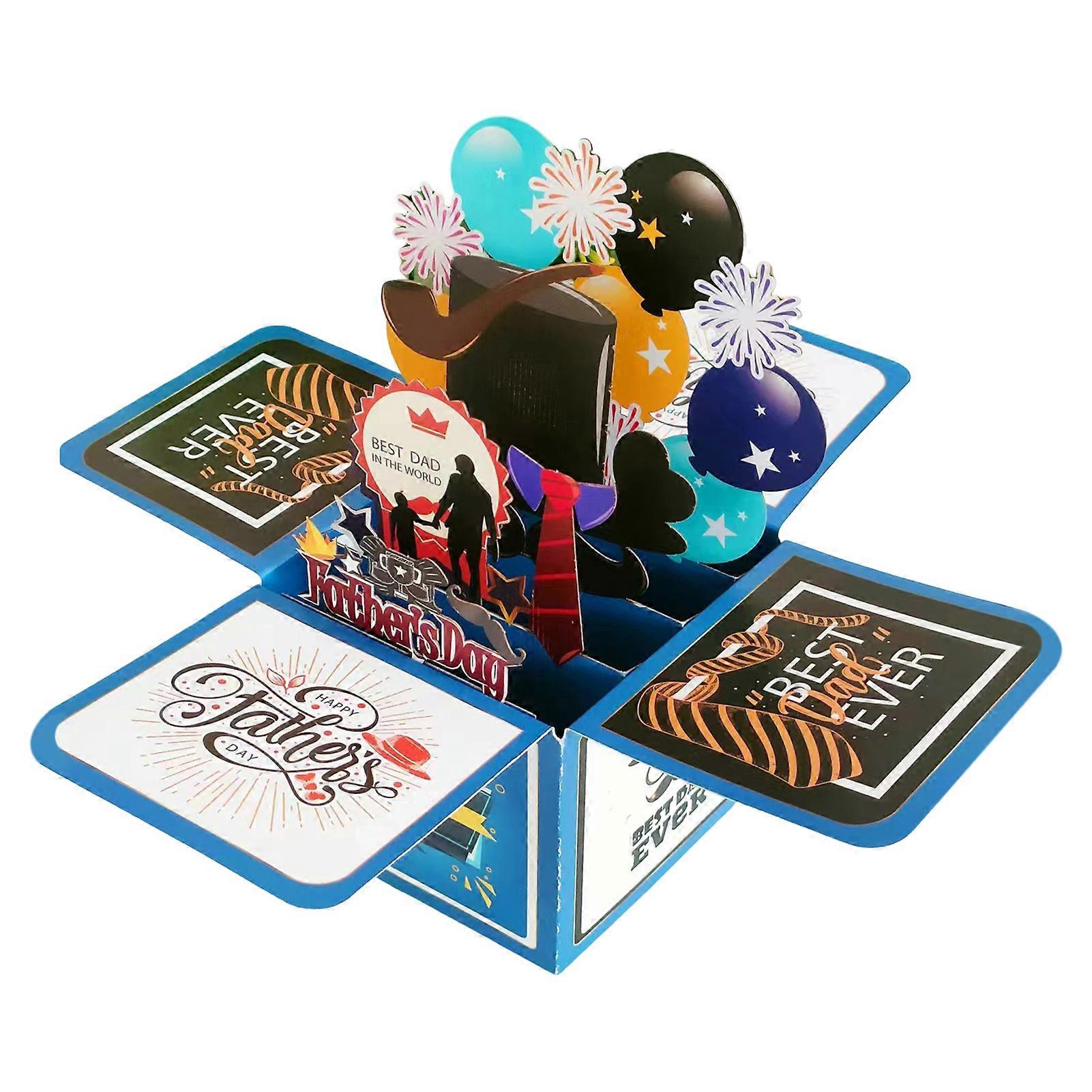 Father Day 3D Fly-out Box Greeting Card Best Dad Surprise Stars Decorations Handcrafted Happy Father Day Card