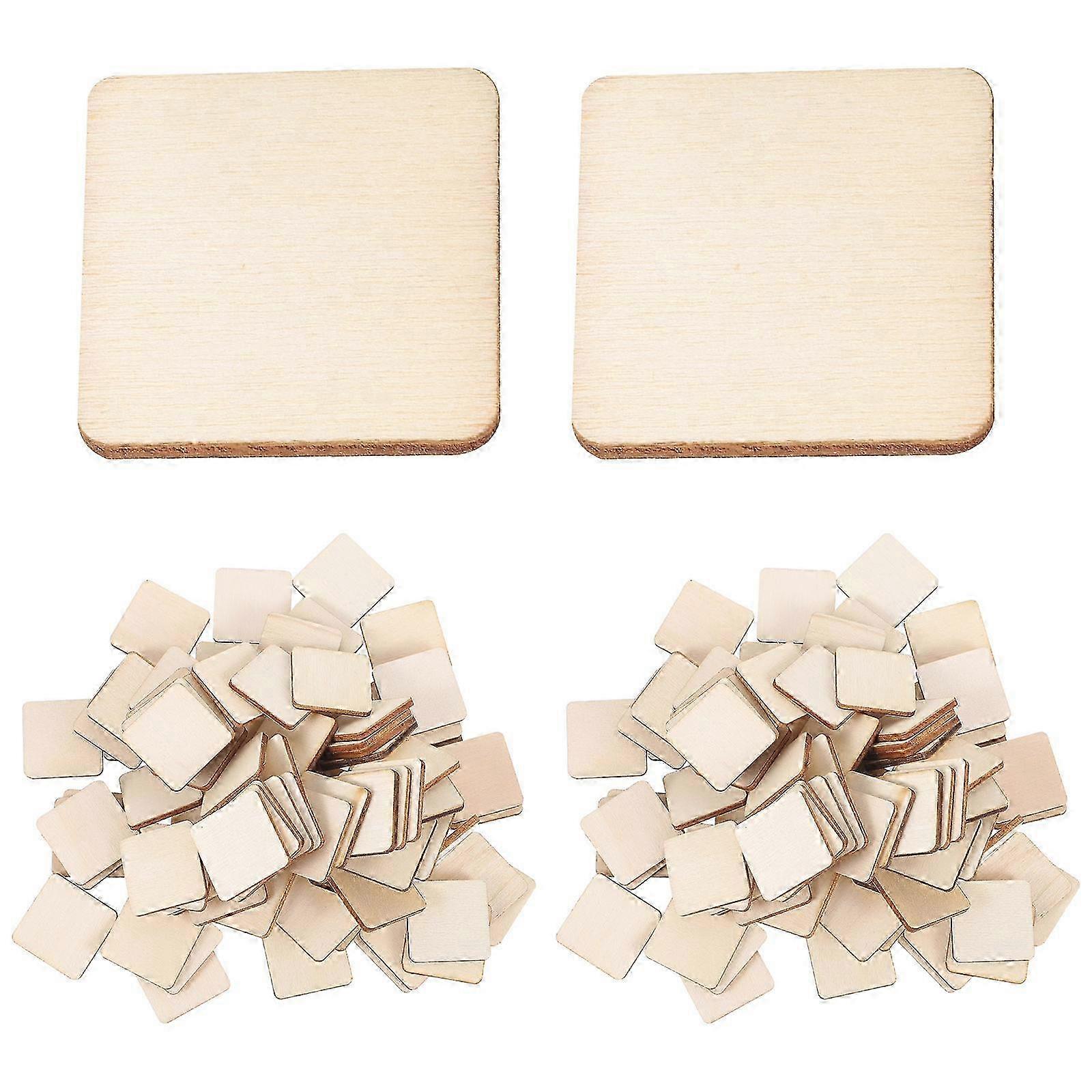 300 Pcs Square Wood Slices Blank Wood Pieces Unfinished DIY Plaque for Painting Art Crafts 25MM