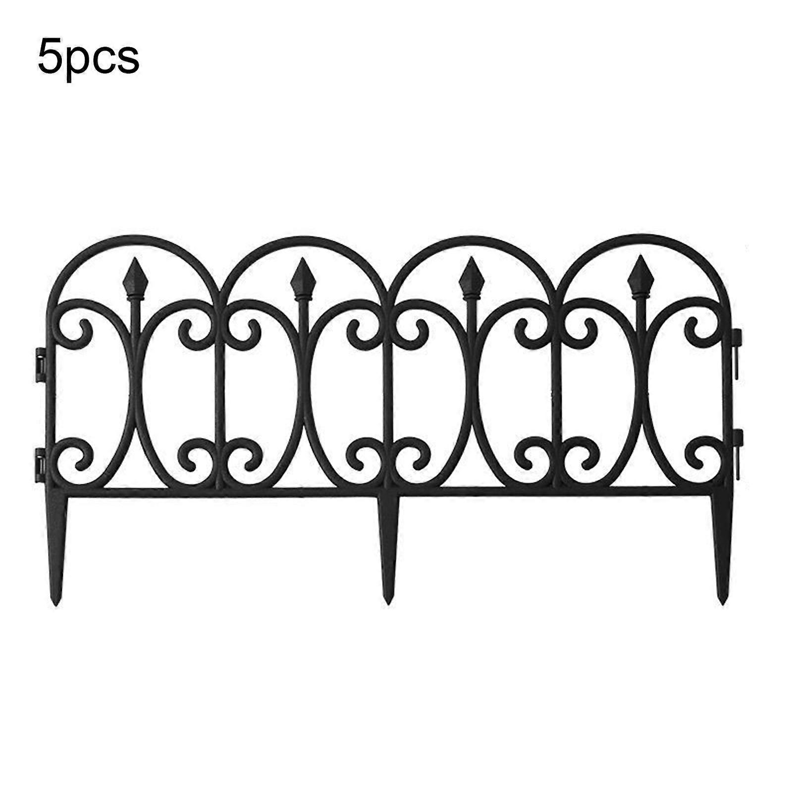 5Pcs Hollow Yard Fence Easy to Install Plastic Removable Panel DIY Picket Fencing for Garden KAESI