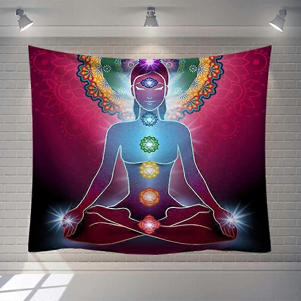 Wall Tapestry, 7 Chakra Indian Tapestry Wall Hanging Buddha Statue Art Decor Rectangular, Printing F