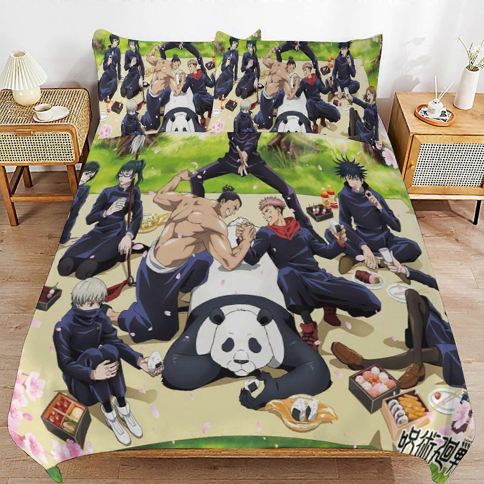 Bedding set WM287 Jujutsu Kaisen Bedding Set Duvet Cover Comfortable and Lightweight Cartoon Bedding 3 Piece (Multiple sizes to choose from) SW287