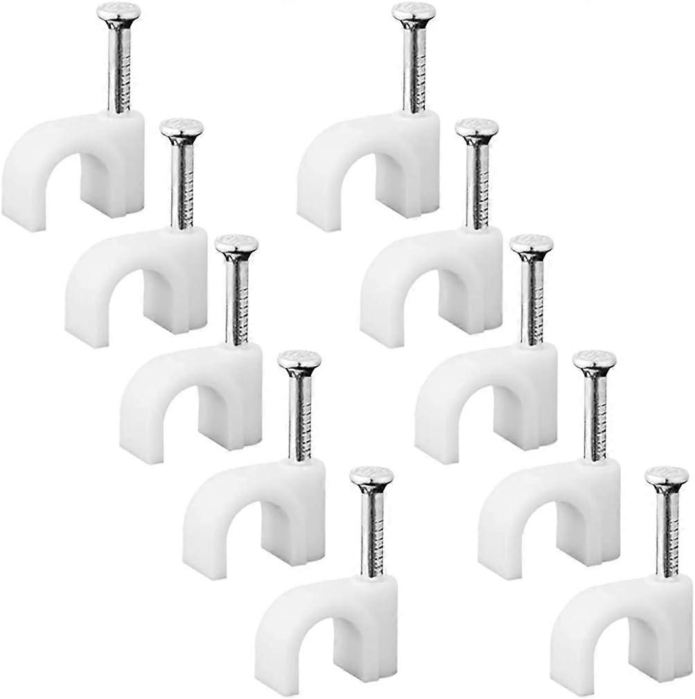 Round Cable Clips, 100 Pieces Cable Clips for Electrical Wire Organizer Cable Clips(White 10mm)