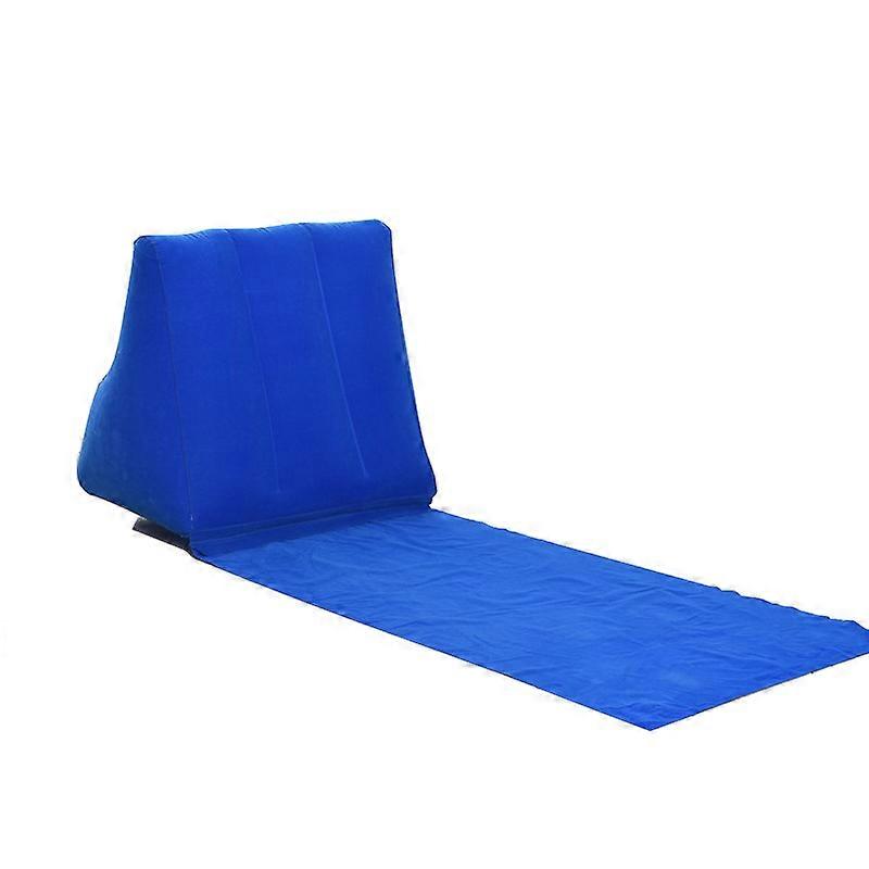 Foldable Soft Inflatable Beach Mat Festival Camping Leisure Lounger Back Pillow Cushion Chair Seat Air Bed Travel Mattressblue