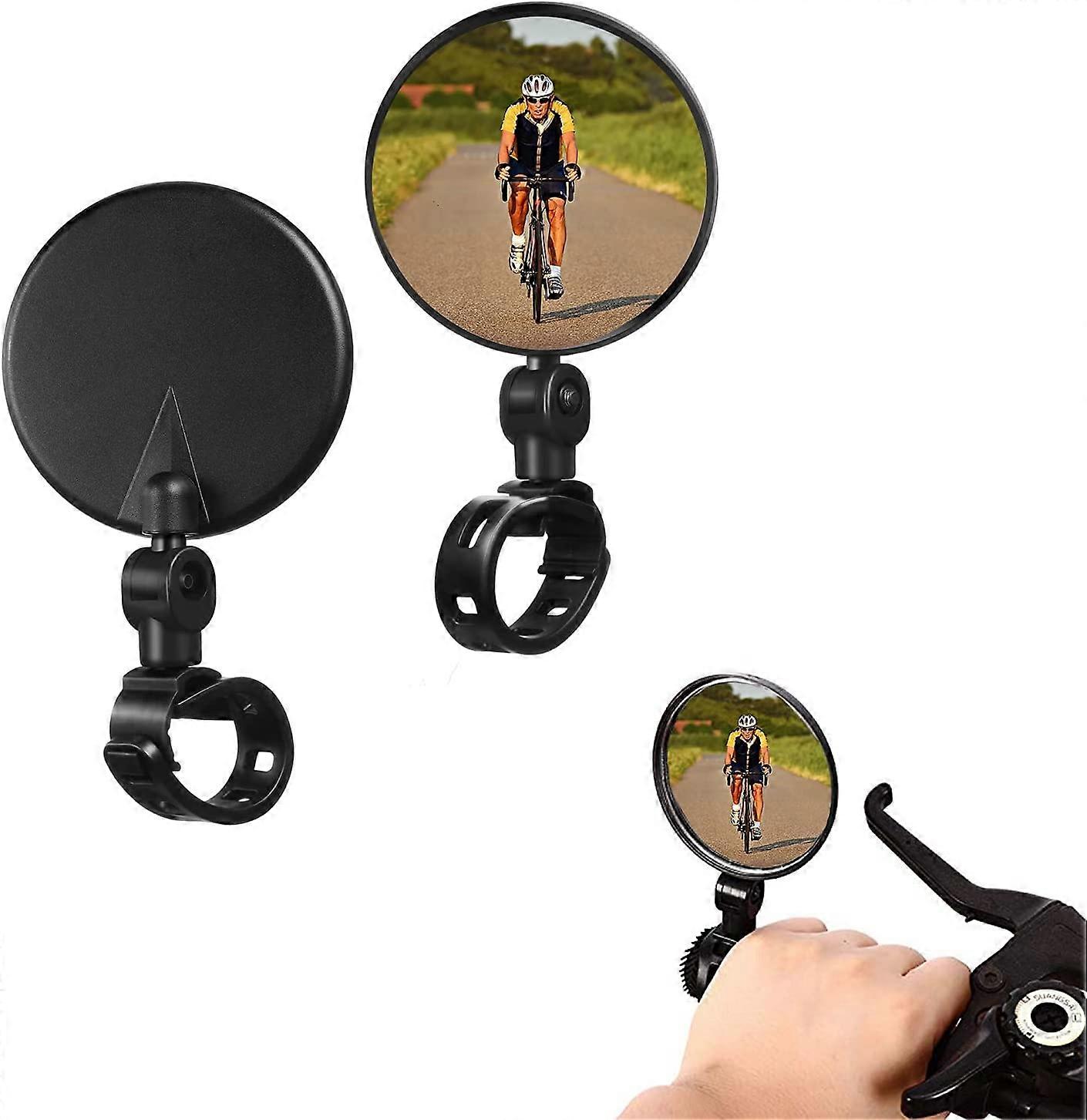 Bike Mirror, 2 Pieces 360 Degree Adjustable Rotation Handlebar Convex Mirror, All Purpose Bike Side Mirror