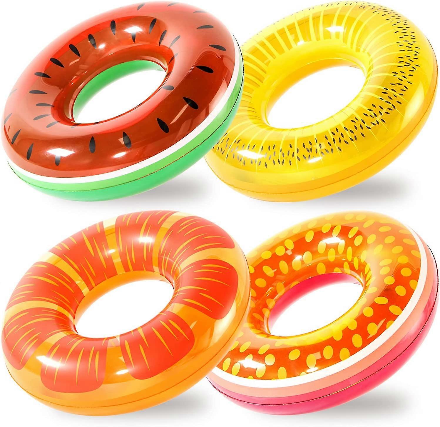 4 Pack Pool Floats - Inflatable Pool Tube Swimming Ring Floaties, Grape