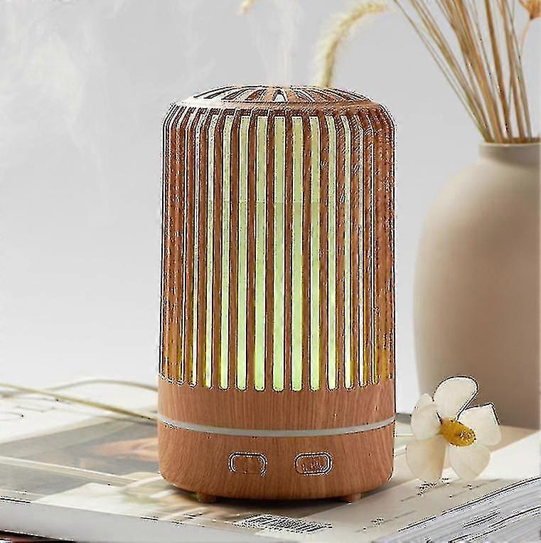 Aromatherapy Humidifier Diffuser,Cylindrical Wood Grain Hollow Aroma Diffuser