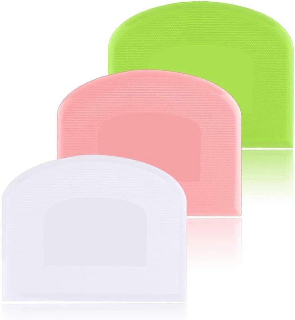 Plastic Dough Scraper Set - 3-Piece Plastic Pastry Scrapers, Bread Spatulas for Kitchen and Baking