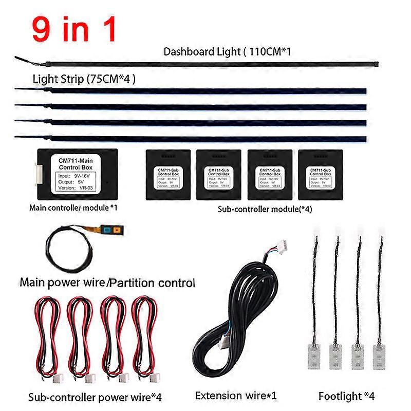 22 IN 1 Upgrade Symphony RGB Auto Interieur Ambient Light Strip Sfeer Verlichting Dashboard Deur Decor met App Partition Control