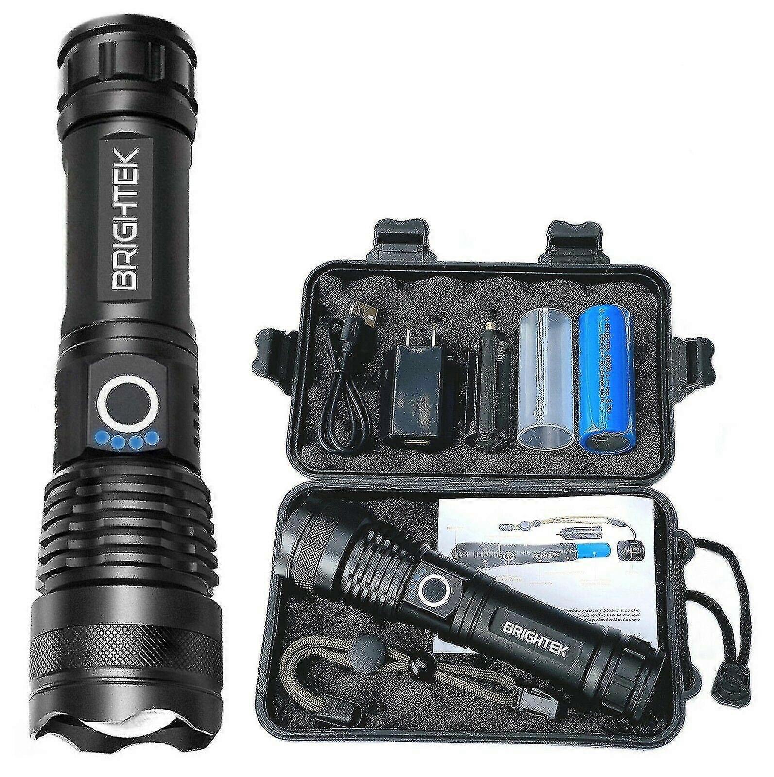 Super Bright 90000lm Led Tactical Flashlight With Rechargeable   Zoomable