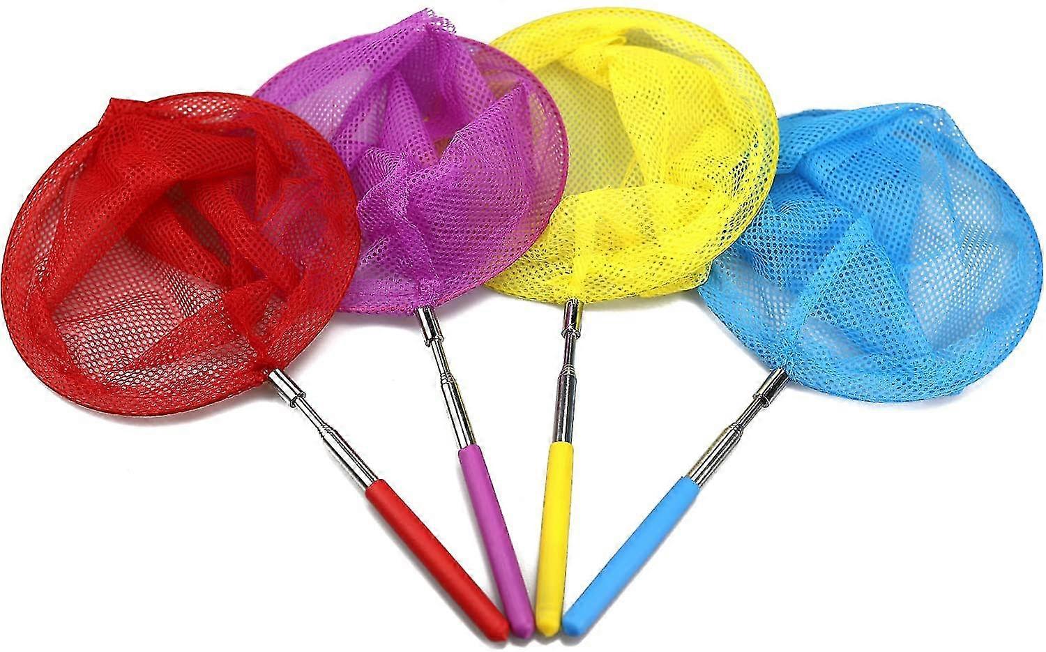 fong 4 pack kids telescopic butterfly net colorful insect net for catching butterfly bugs insects and fishing - exten
