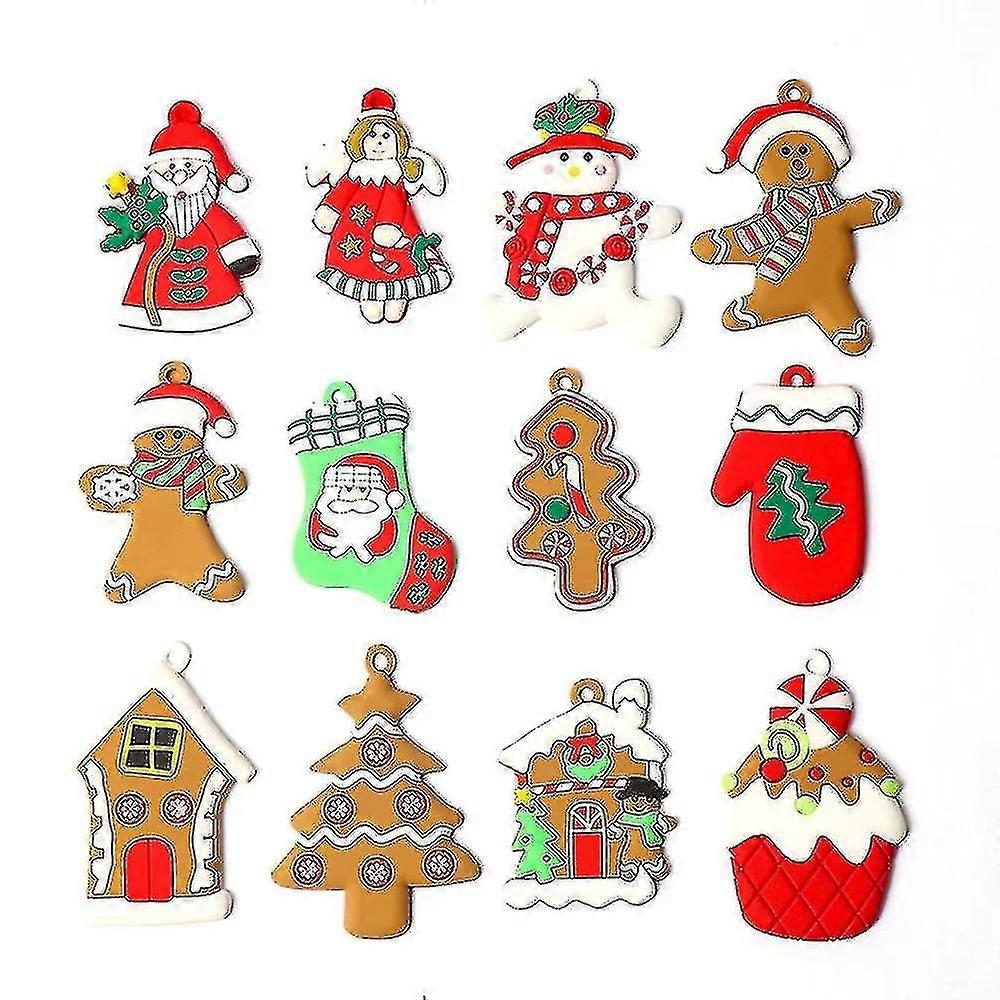 Gingerbread Man Ornaments For Christmas Tree Assorted Plastic Figurines Hanging Decorations