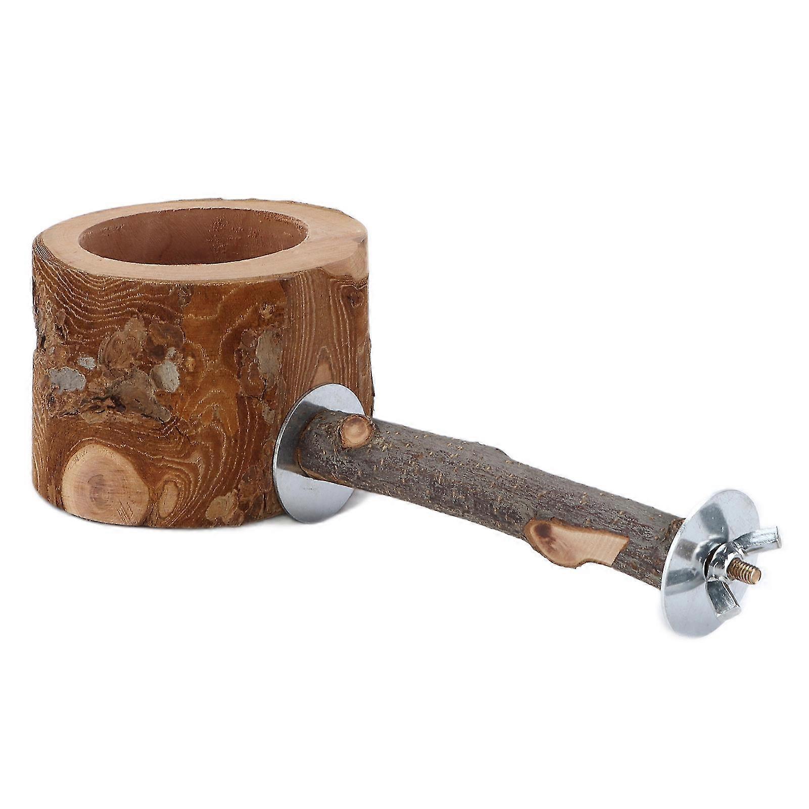 Wooden Parrot Stand with Food Bowl - Safe, Non-Toxic, Durable for Parrots
