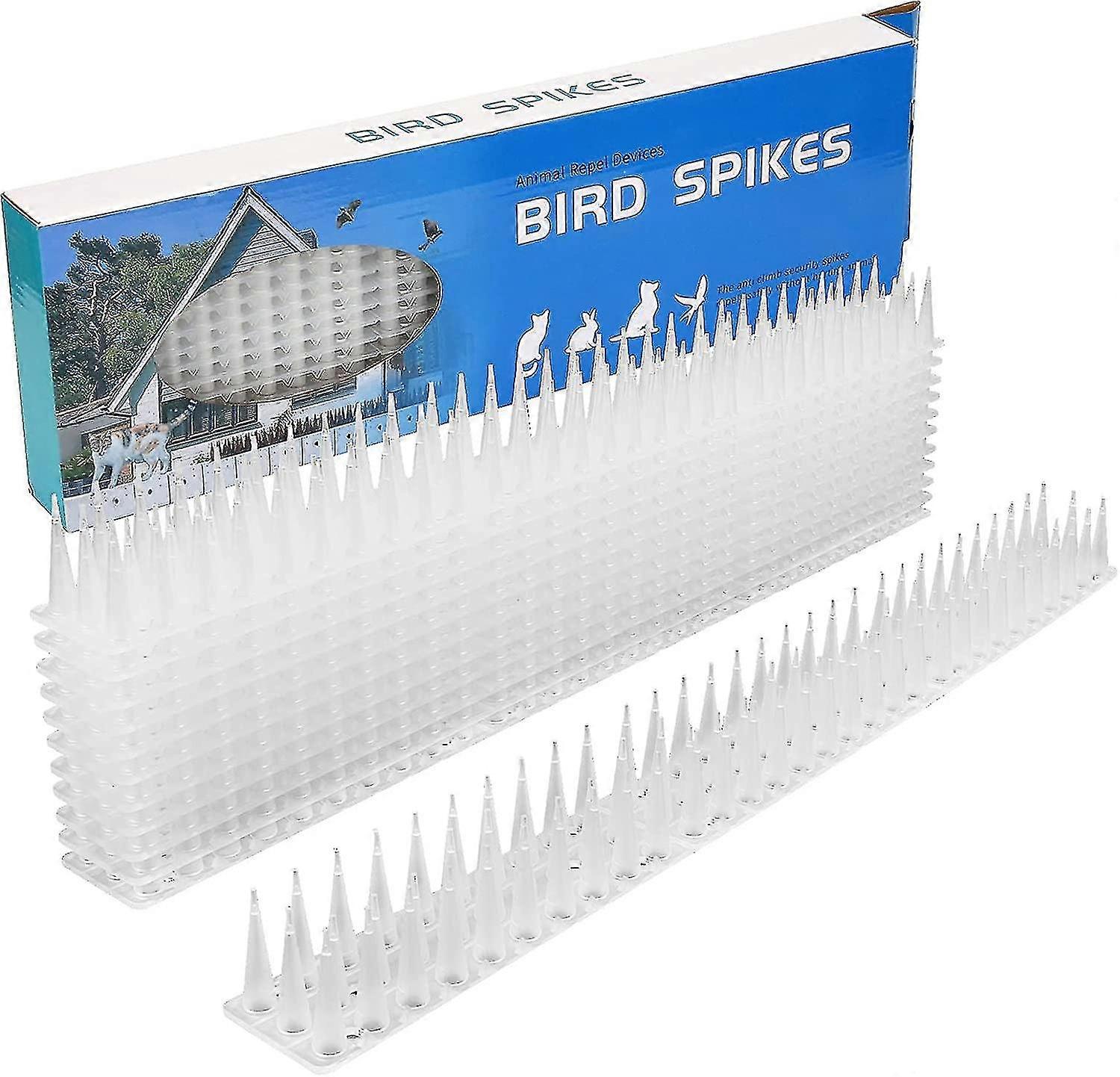5 Meter Pigeon Spikes, 3 Rows Plastic Pigeon Repellent Bird Repellent Crow Repeller Cat Repellent For Balcony, Fences And Roof - Pack Of 12 (white)-xd