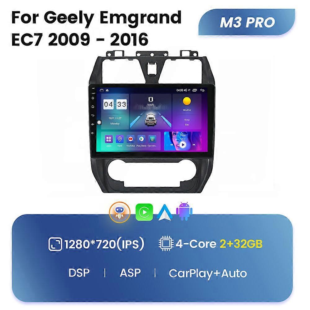 Car Radio Multimedia Video Player GPS Navigation Android 12 8+128G For Geely Emgrand EC7 2009-2016 Built-in Carplay Auto WiFi+4G