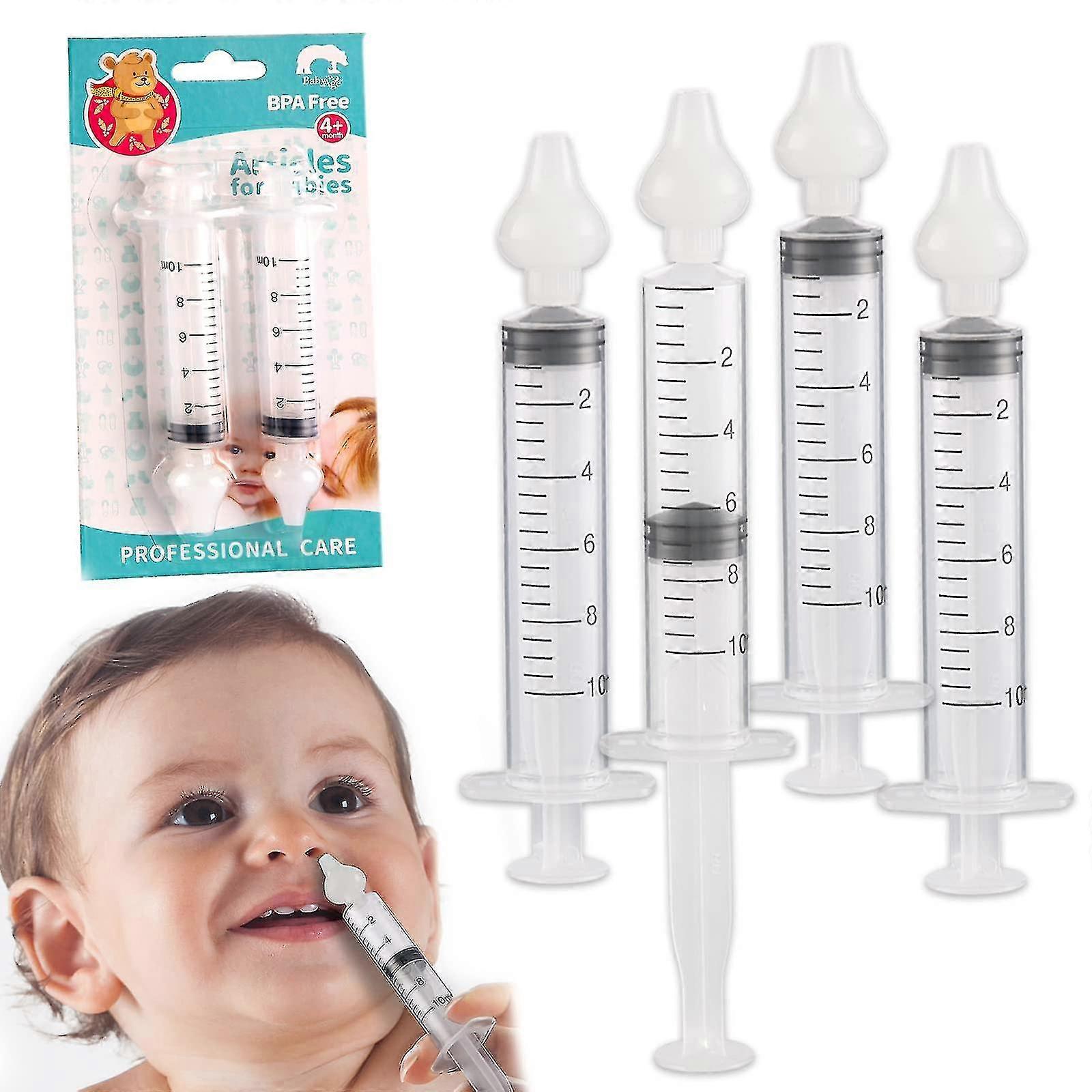 Set di 4 siringhe nasali per bambini - Detergente per naso sicuro e portatile, irrigatore nasale rapido e delicato per neonati, neonati e bambini
