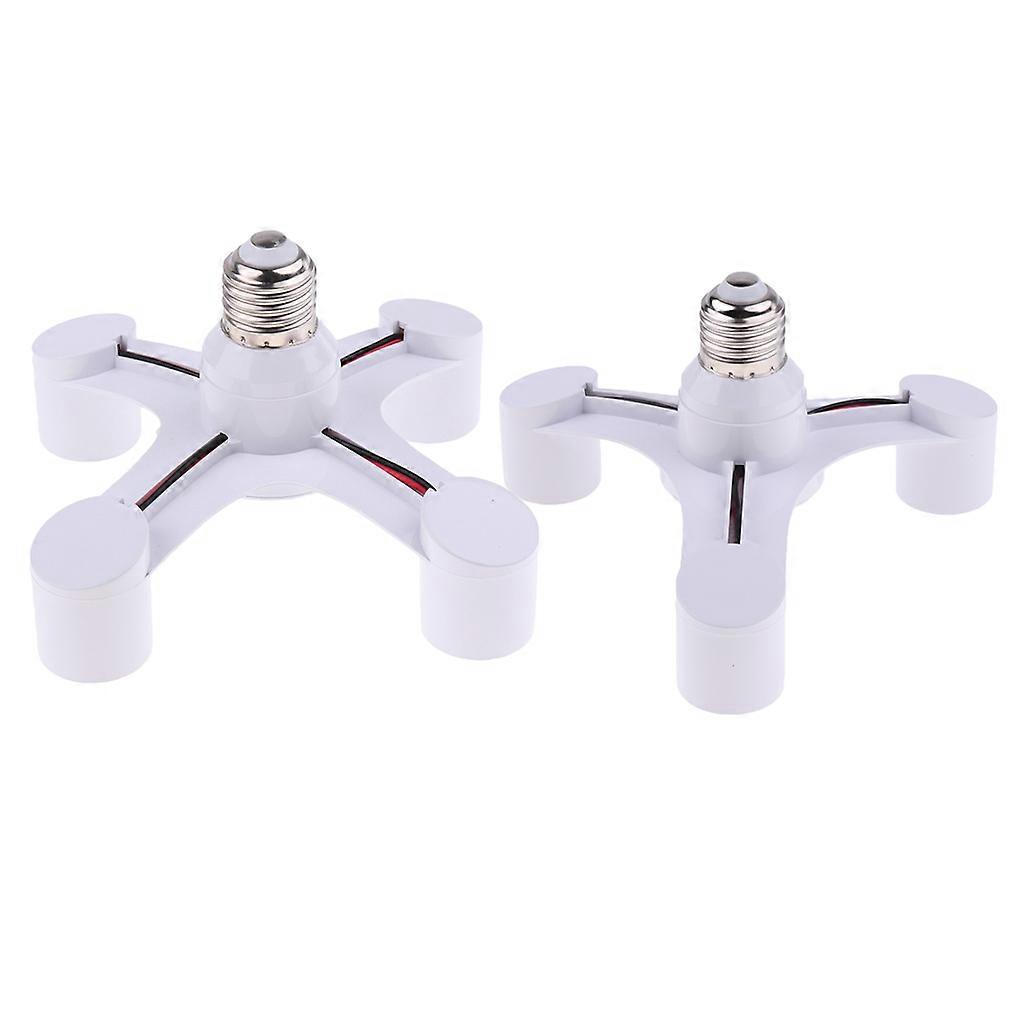2x 3 & 4 in 1 E27 LED Lamp Lights Bulb Base Socket Splitter Holder Converter