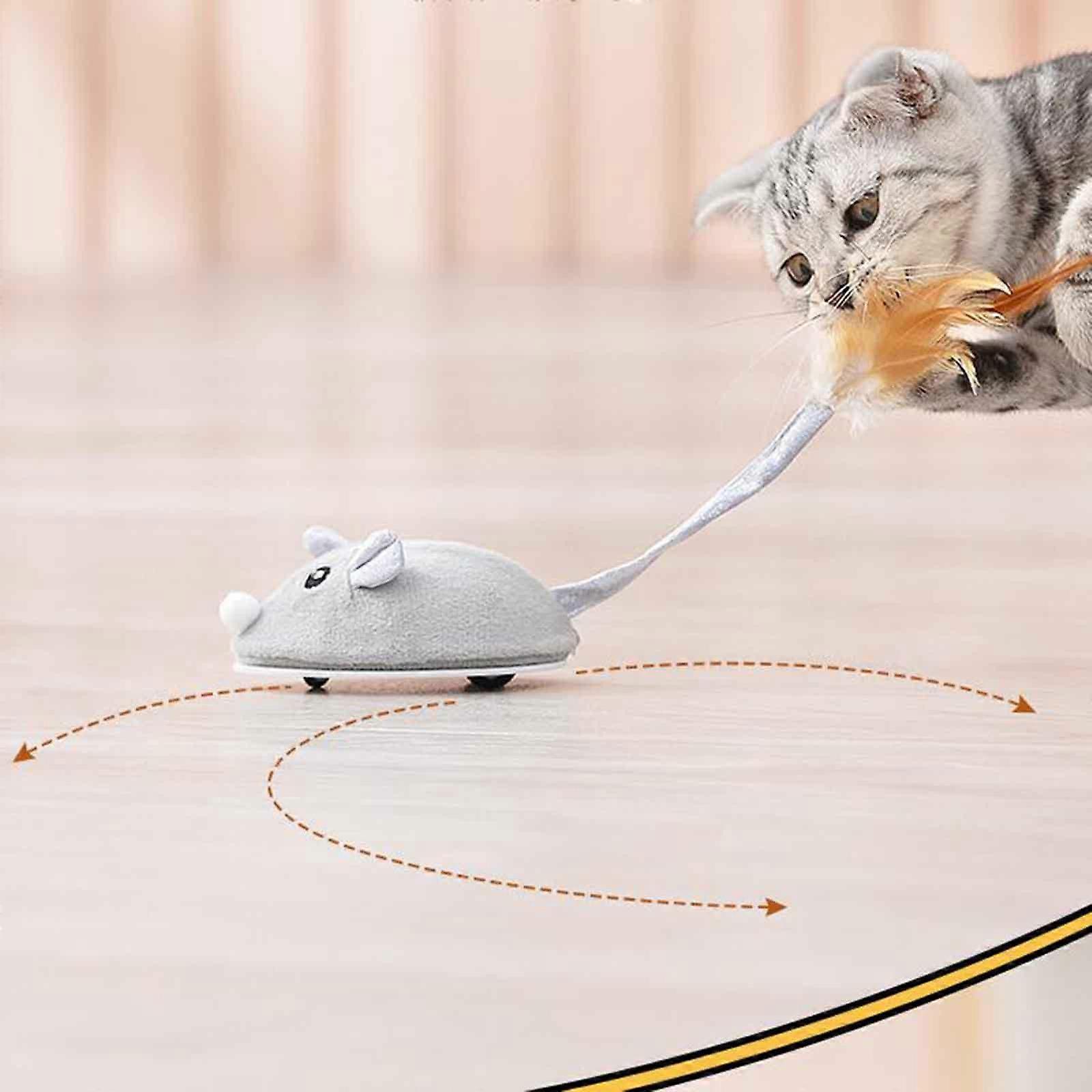 Creative Pet Cat Toy Realistic Electric Mice Rat Toys Interactive Playing W/ Feather W/ USB Rechargeable for Puppy Catch Training Tool Indoor