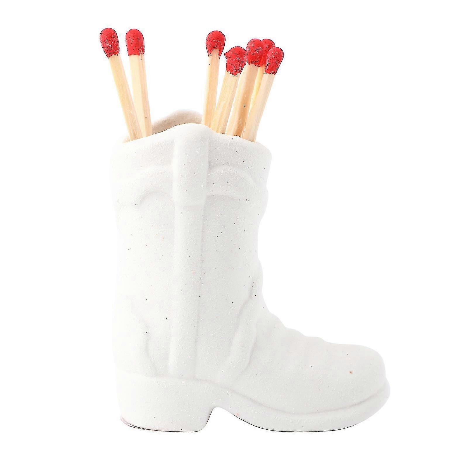 Cowboy Boot Match Holder With Striker, Ceramic Cowboy Matchstick Holder Match Jar With Striker For Home Decor