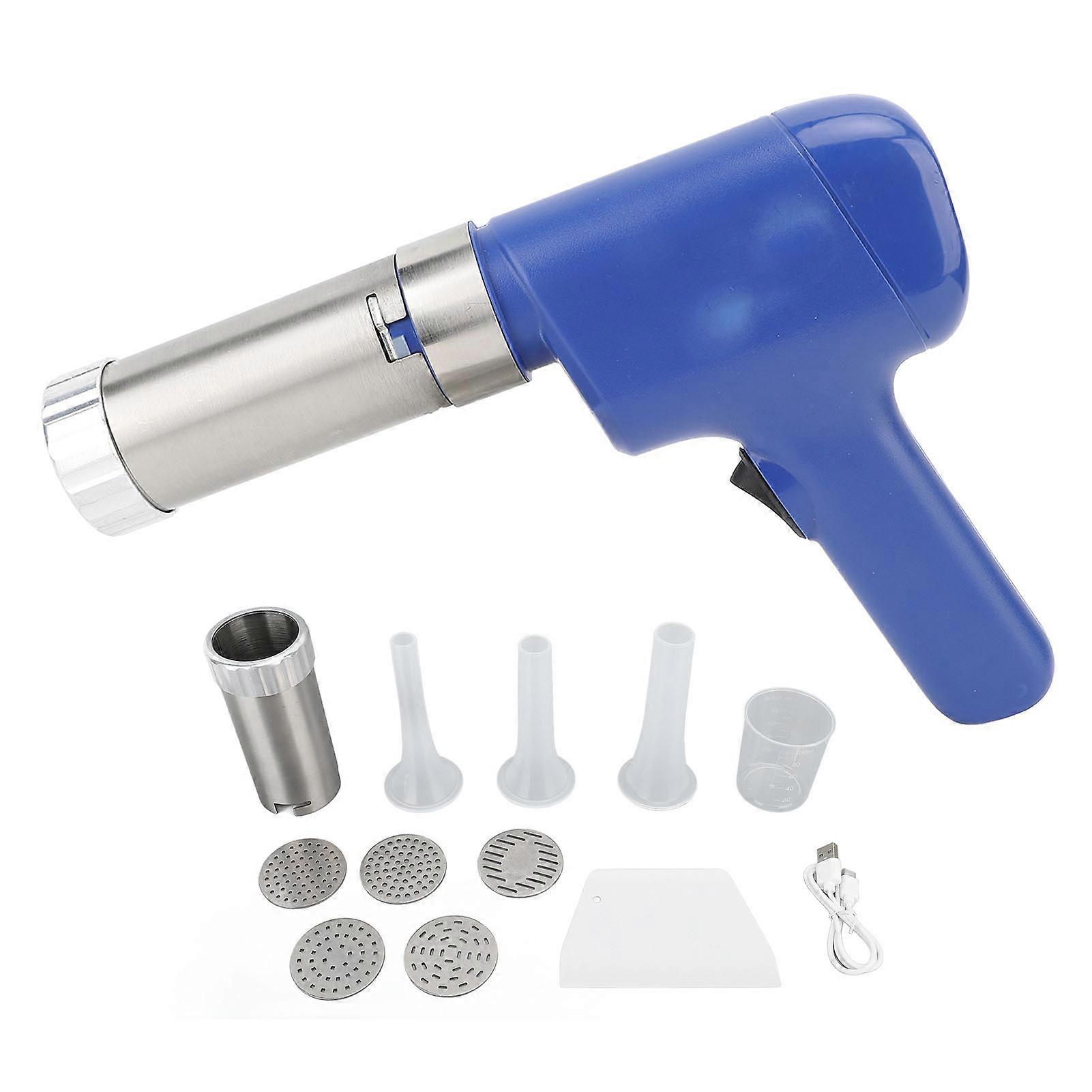 Electric Pasta Maker Cordless Portable Handheld Pasta Noodle Maker Machine with 5 Discs for Homemade Spaghetti Ramen Blue