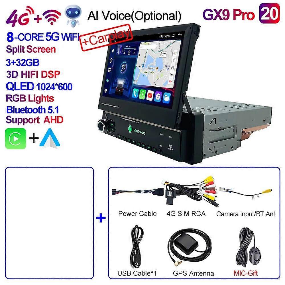 Android 11 Auto 1Din Multimedia Player 7インチ Universa リトラクタブル スクリーン カー ラジオ MP5 GPS ナビゲーション Carplay 1 DIN ステレオ