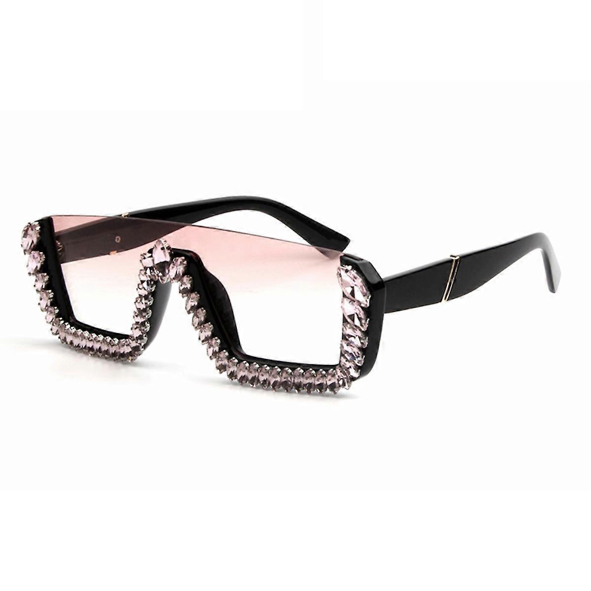 Plastic Half Rim Eyeglasses Lady Squared Eyewear with Rhinestone
