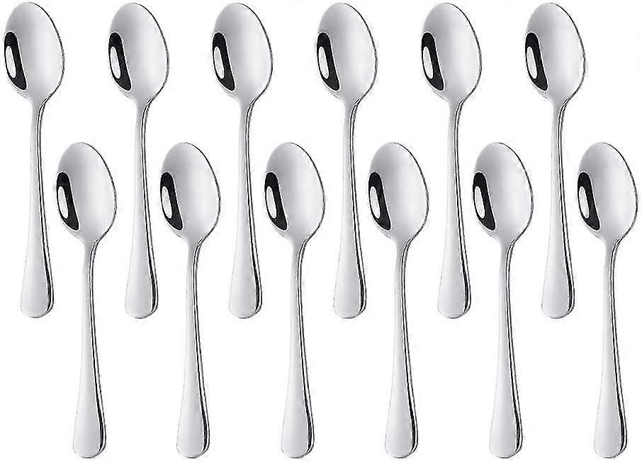 Set di 12 cucchiaini da caffè in acciaio inossidabile per dessert - 11 cm - Argento