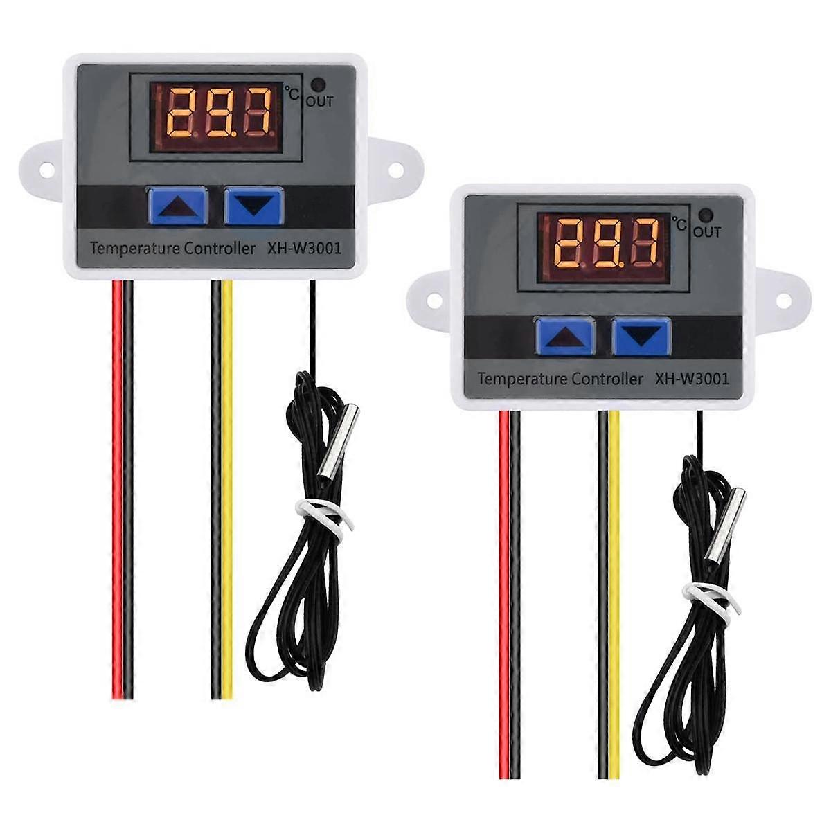 2Pcs XH-W3001 Digital Temperature Controller with Sensor AC110V-220V Thermostat Temperature Switch