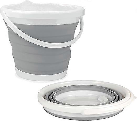 GreyLA028495GRY 10L Collapsible Bucket, Compact and Space Saving Design, Indoor and Outdoor Use, Small Bucket Basin for Household Cleaning, Cars & Cam