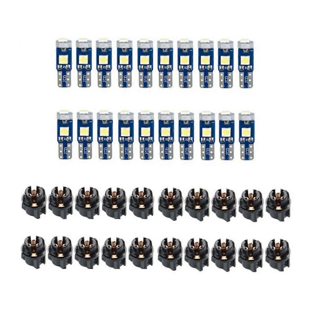 20Pcs T5 LED Lights for Car Dashboard Panel Gauge Indicator, 3030-3SMD Light Replacement with Twist Lock Socket - Green