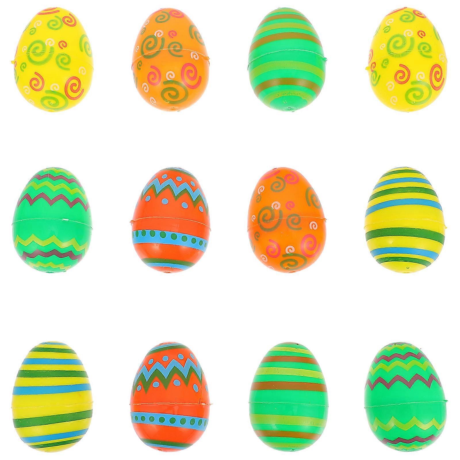 12pcs Colorful Plastic Easter Egg Creative Simulation Easter Egg Toys Party Supplies