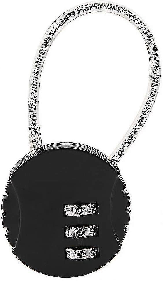 Security Padlock With Steel Cable 3 Digits Code For Suitcase Backpack