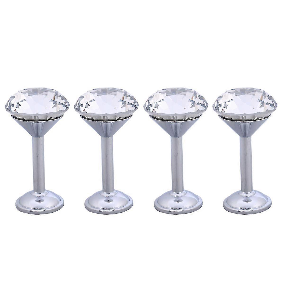 4pcs Diamond Hook Creative Simple Wall Hanger Hook Coat Hat Clothes 40mm, Silver