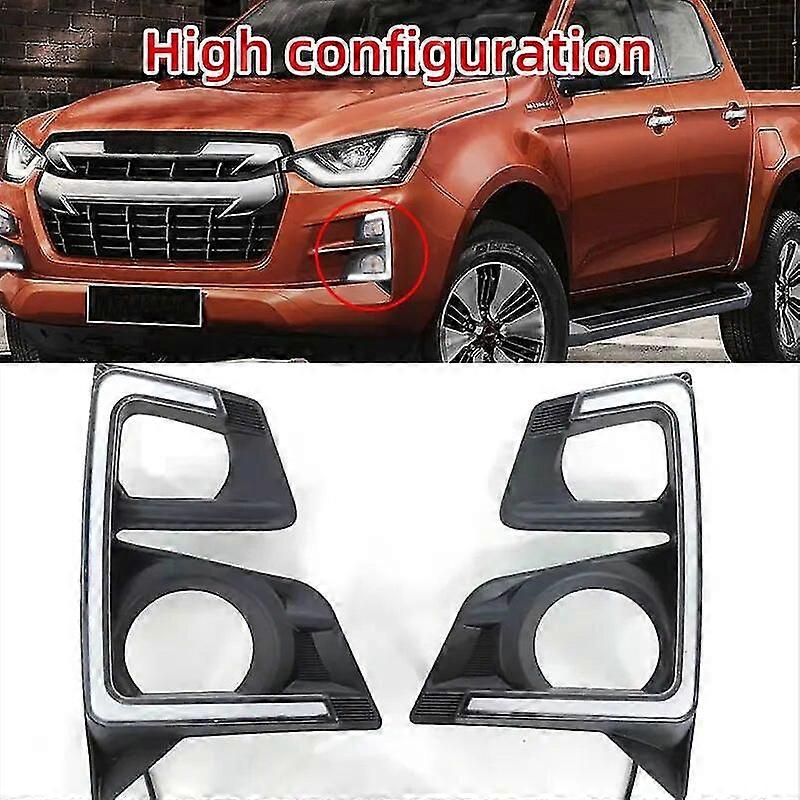 1 Pair LED Daytime Running Light For Isuzu D-max 2020 2021 2022 with Yellow Turn Signal Relay Car LED DRL Day Light Fog lamp