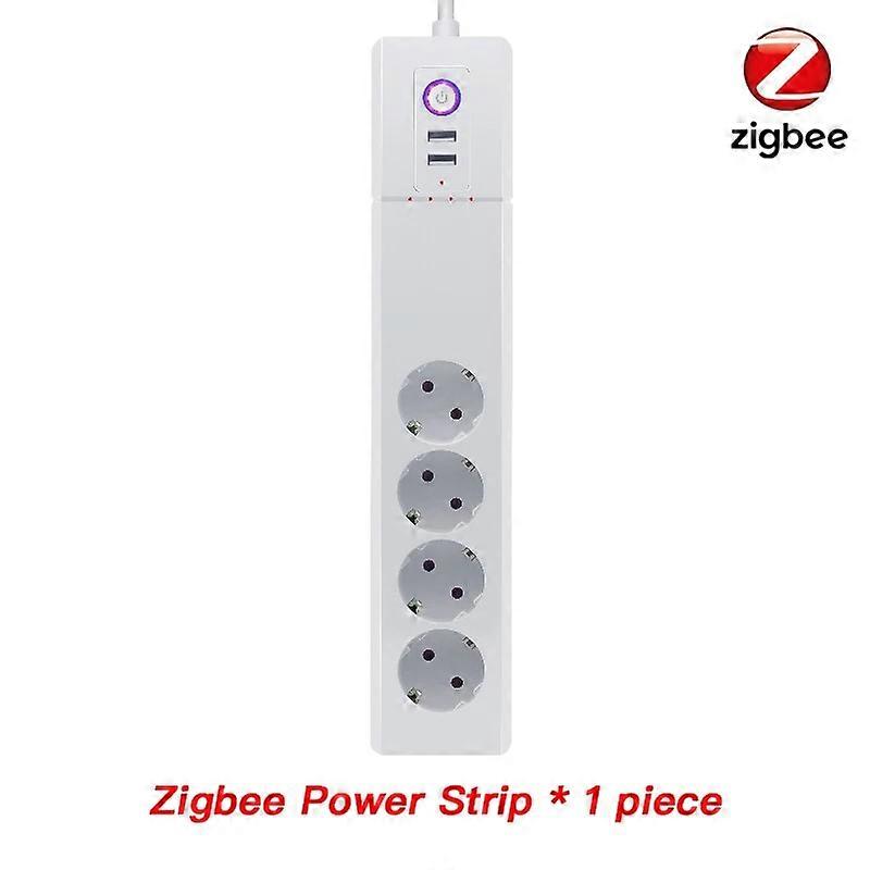 Tuya WiFi Smart Surge Protector , EU Zigbee Outlet With 4 Plugs and 2 USB Port , Individual Control,Works With Alexa Google Home