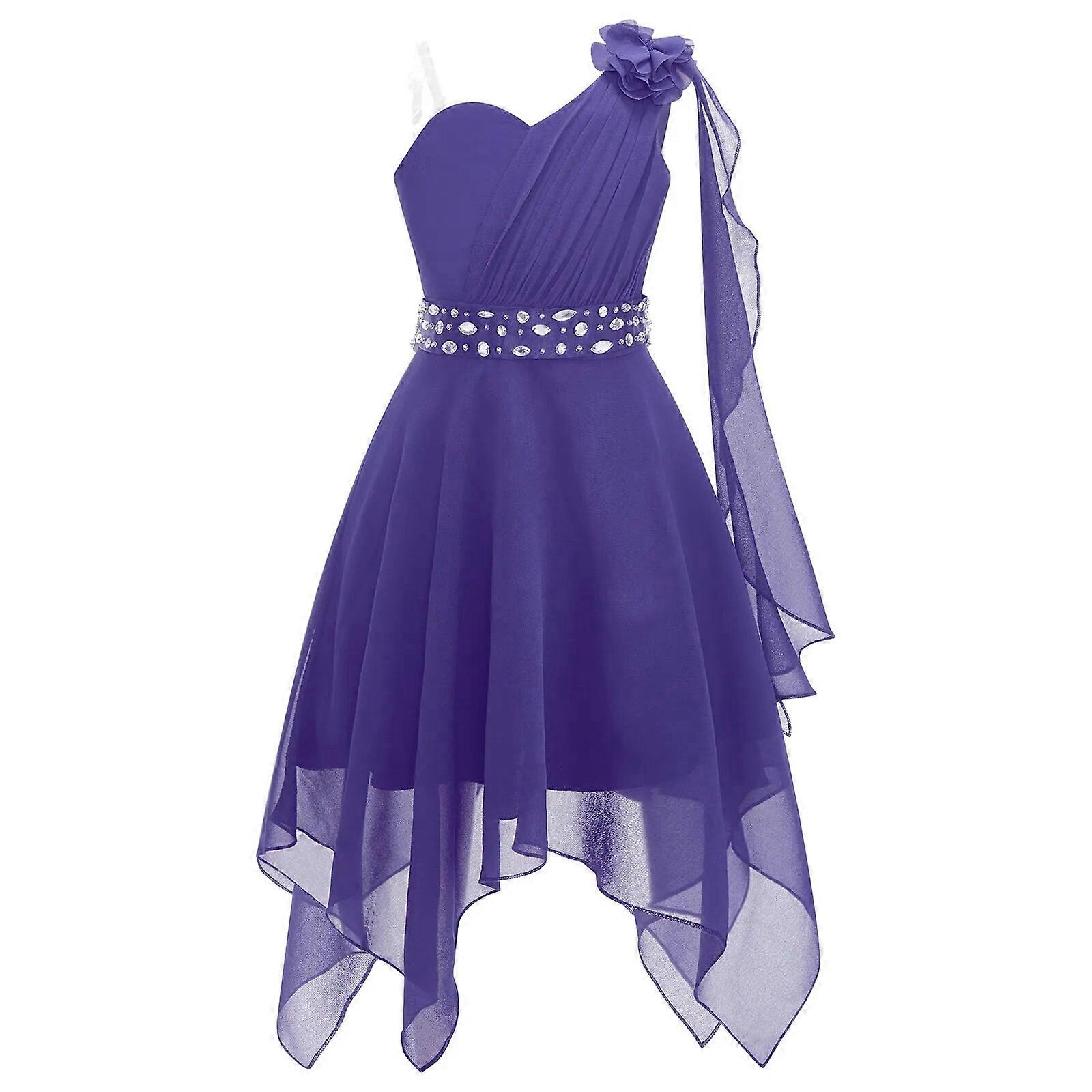 Junior Girls Dress One Shoulder Chiffon Ball Prom Gown Teens Princess Party  Dress Elegant Costume Ballet Lyrical Dancewear | Fruugo IE